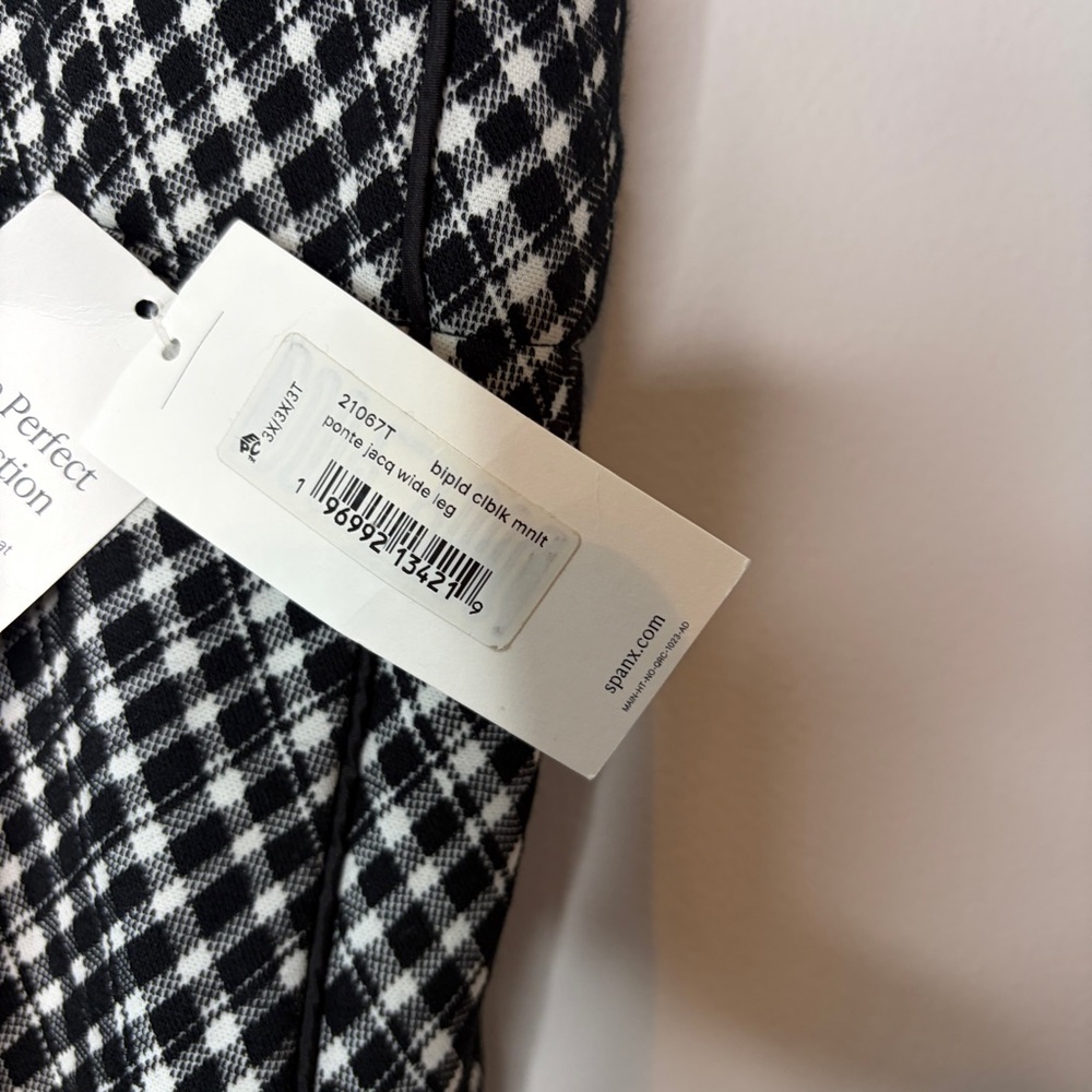 NWT Spanx Ponte Jacquard Wide Leg Pant Black White Plaid Size 3X - Picture 8 of 10